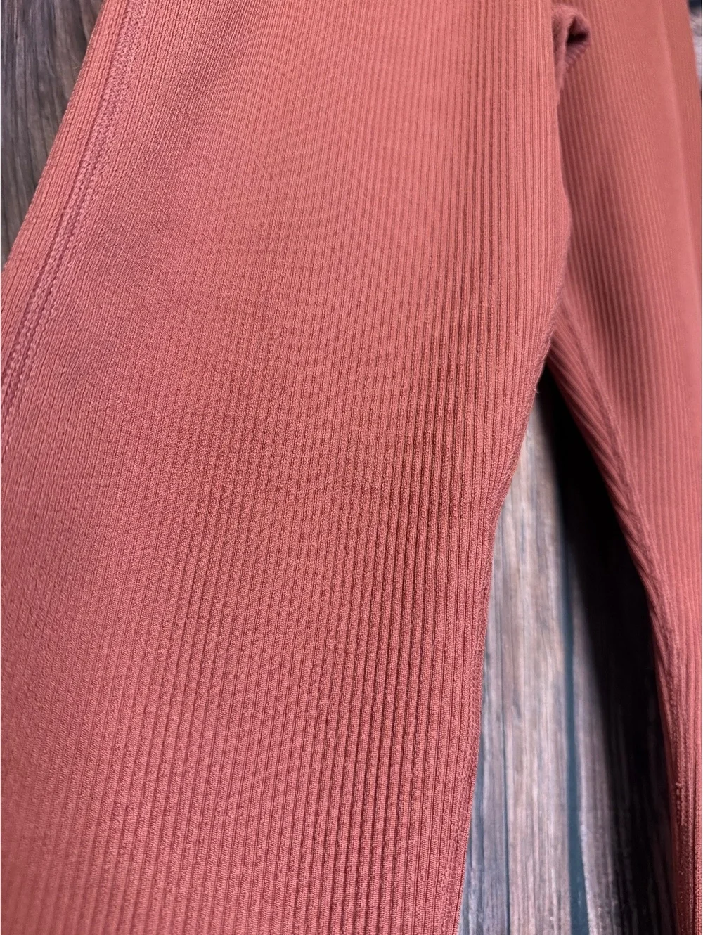 Nike Just Do It Rust Orange Ribbed Leggings Size Small